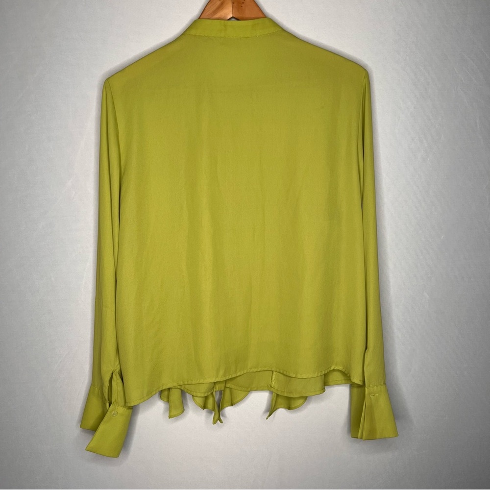 Luxe Moda Lime Green Ruffled Long-Sleeve Blouse. Size XL. - Picture 3 of 10